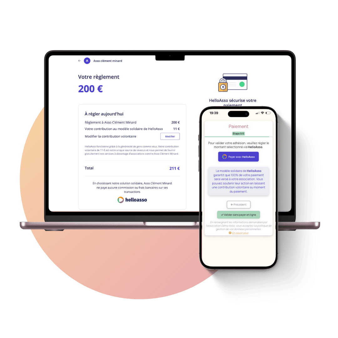 Adhésion en ligne, sans frais, via HelloAsso